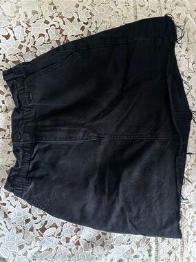Hollister Black Denim Short Skirt with Raw Edge
